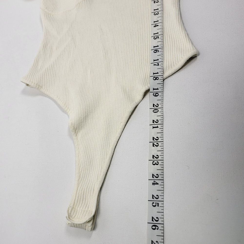 Love Tree Off White Ribbed‎ Long Sleeve Neck Body Suit Size Large Snap Closer - Picture 4 of 8